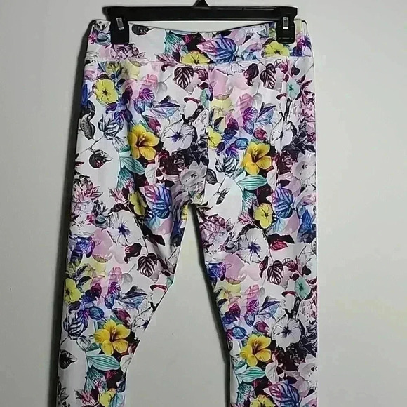 KIRA GRACE Multi Floral Compression Leggings Tights Pants Size Medium - Picture 8 of 12